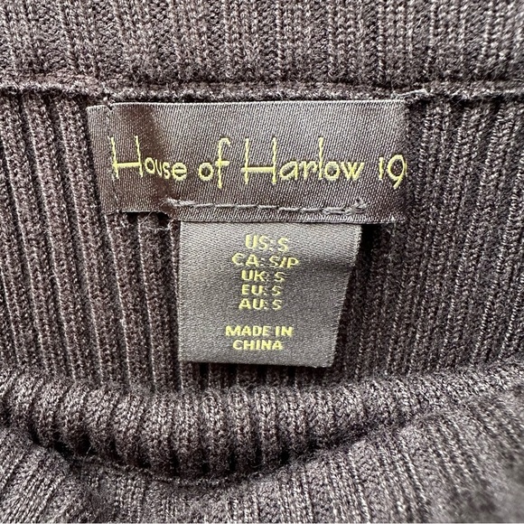 House of Harlow 1960 Black Ribbed Side Slit Pencil Skirt - Picture 5 of 8